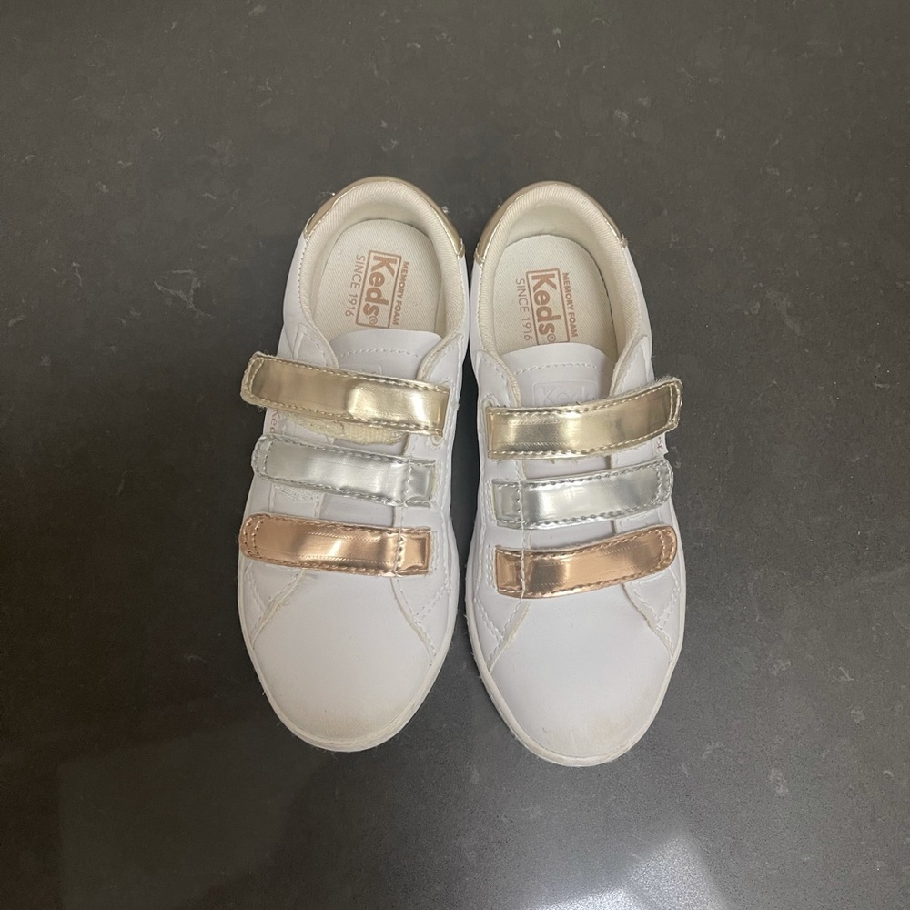 Kids white Keds tennis shoes